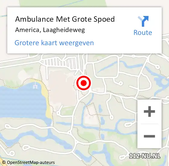 Locatie op kaart van de 112 melding: Ambulance Met Grote Spoed Naar America, Laagheideweg op 19 juli 2014 02:07