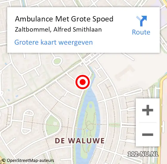 Locatie op kaart van de 112 melding: Ambulance Met Grote Spoed Naar Zaltbommel, Alfred Smithlaan op 2 juni 2022 22:25