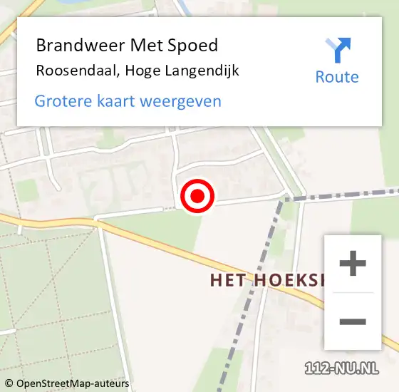 Locatie op kaart van de 112 melding: Brandweer Met Spoed Naar Roosendaal, Hoge Langendijk op 2 juni 2022 22:42