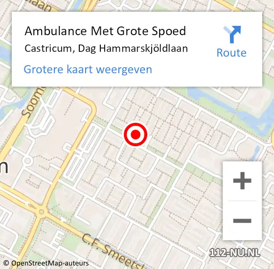 Locatie op kaart van de 112 melding: Ambulance Met Grote Spoed Naar Castricum, Dag Hammarskjöldlaan op 2 juni 2022 22:44