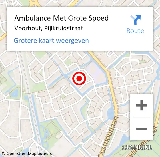 Locatie op kaart van de 112 melding: Ambulance Met Grote Spoed Naar Voorhout, Pijlkruidstraat op 2 juni 2022 23:15