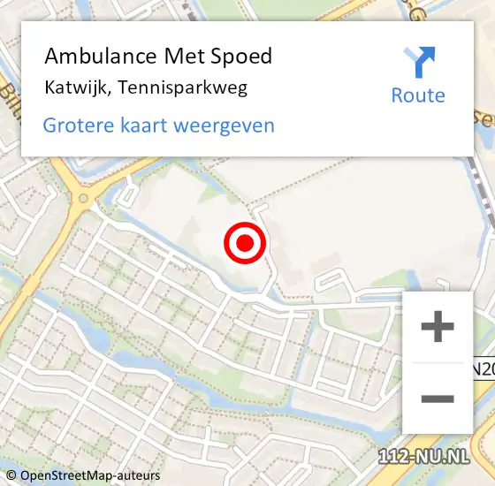 Locatie op kaart van de 112 melding: Ambulance Met Spoed Naar Katwijk, Tennisparkweg op 2 juni 2022 23:18