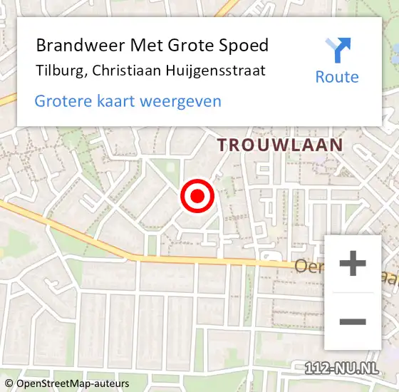 Locatie op kaart van de 112 melding: Brandweer Met Grote Spoed Naar Tilburg, Christiaan Huijgensstraat op 2 juni 2022 23:28