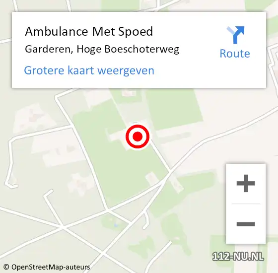 Locatie op kaart van de 112 melding: Ambulance Met Spoed Naar Garderen, Hoge Boeschoterweg op 3 juni 2022 01:01