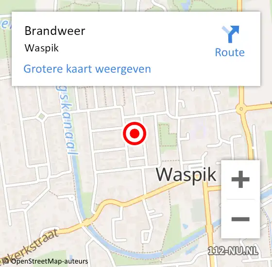 Locatie op kaart van de 112 melding: Brandweer Waspik op 19 juli 2014 02:25