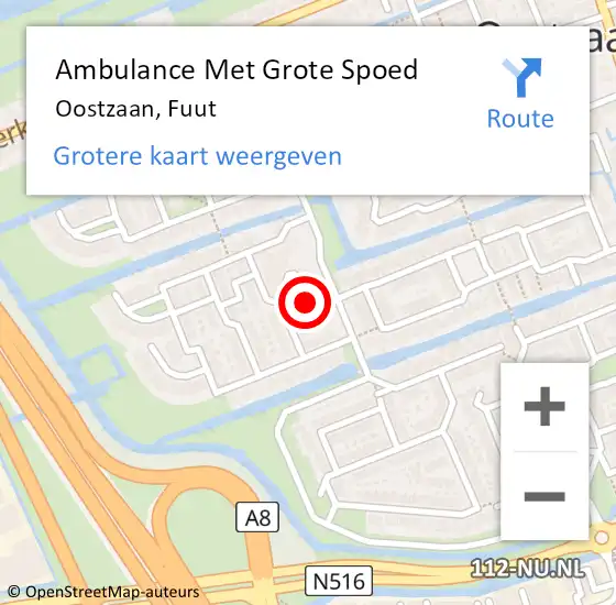 Locatie op kaart van de 112 melding: Ambulance Met Grote Spoed Naar Oostzaan, Fuut op 3 juni 2022 01:29