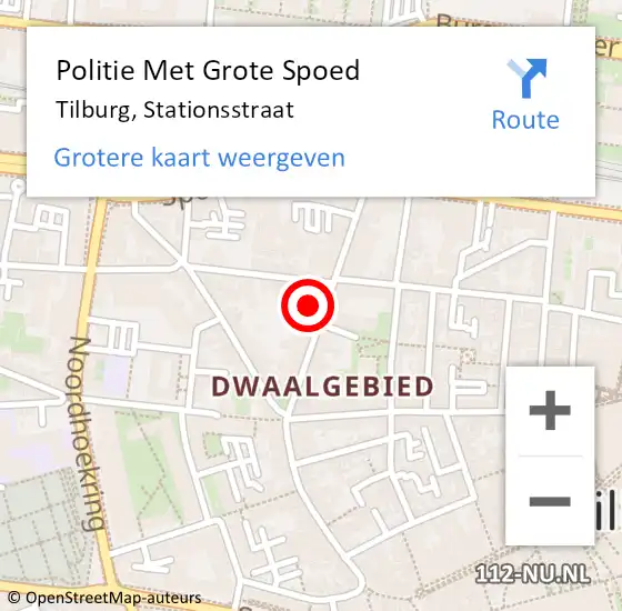 Locatie op kaart van de 112 melding: Politie Met Grote Spoed Naar Tilburg, Stationsstraat op 3 juni 2022 03:13