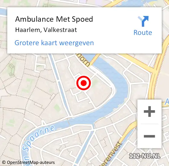 Locatie op kaart van de 112 melding: Ambulance Met Spoed Naar Haarlem, Valkestraat op 3 juni 2022 03:29