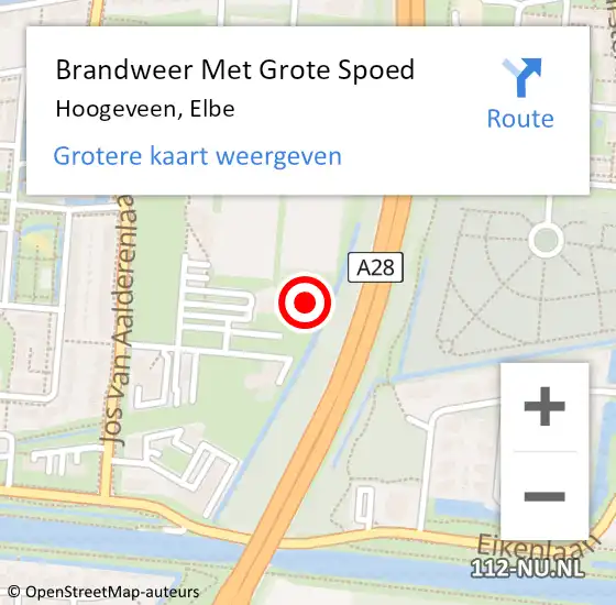 Locatie op kaart van de 112 melding: Brandweer Met Grote Spoed Naar Hoogeveen, Elbe op 3 juni 2022 03:44