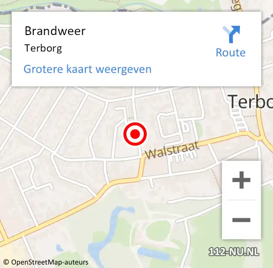 Locatie op kaart van de 112 melding: Brandweer Terborg op 3 juni 2022 04:46