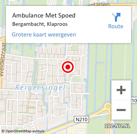 Locatie op kaart van de 112 melding: Ambulance Met Spoed Naar Bergambacht, Klaproos op 3 juni 2022 05:11