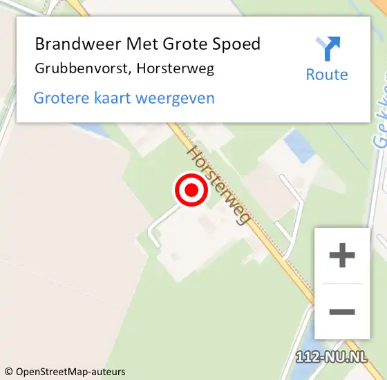 Locatie op kaart van de 112 melding: Brandweer Met Grote Spoed Naar Grubbenvorst, Horsterweg op 3 juni 2022 05:33