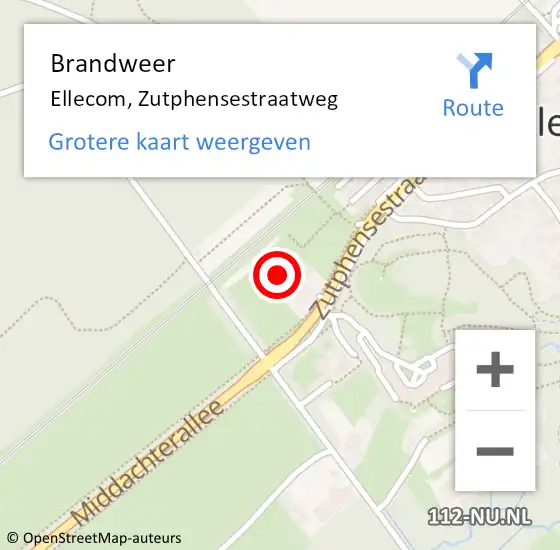 Locatie op kaart van de 112 melding: Brandweer Ellecom, Zutphensestraatweg op 3 juni 2022 07:14