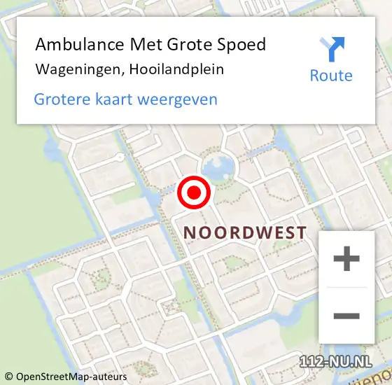 Locatie op kaart van de 112 melding: Ambulance Met Grote Spoed Naar Wageningen, Hooilandplein op 3 juni 2022 07:30