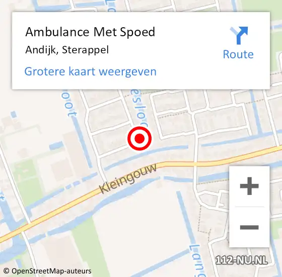 Locatie op kaart van de 112 melding: Ambulance Met Spoed Naar Andijk, Sterappel op 3 juni 2022 07:32