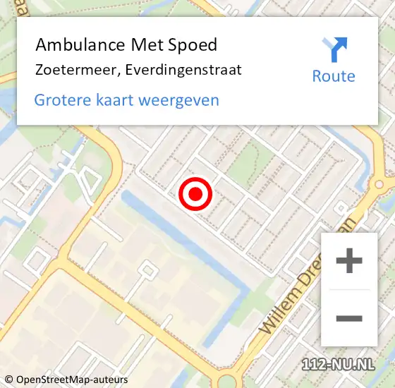 Locatie op kaart van de 112 melding: Ambulance Met Spoed Naar Zoetermeer, Everdingenstraat op 3 juni 2022 08:02