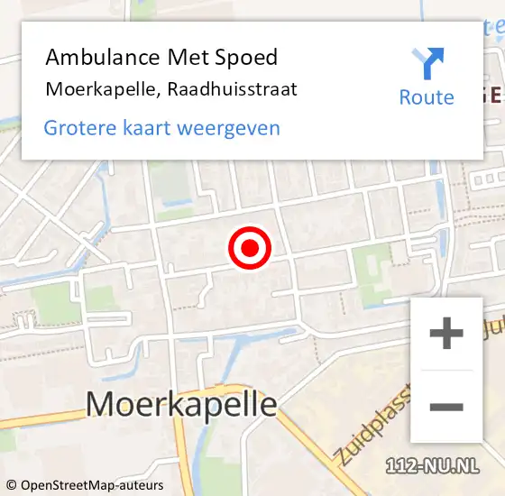 Locatie op kaart van de 112 melding: Ambulance Met Spoed Naar Moerkapelle, Raadhuisstraat op 3 juni 2022 08:15