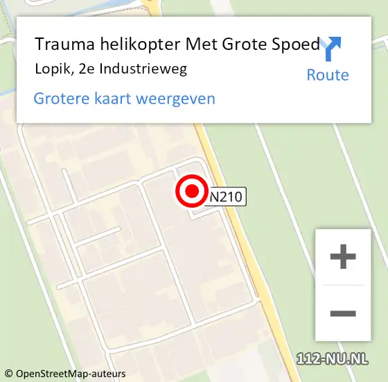 Locatie op kaart van de 112 melding: Trauma helikopter Met Grote Spoed Naar Lopik, 2e Industrieweg op 3 juni 2022 08:32