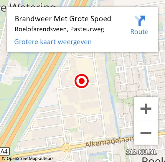 Locatie op kaart van de 112 melding: Brandweer Met Grote Spoed Naar Roelofarendsveen, Pasteurweg op 3 juni 2022 08:32