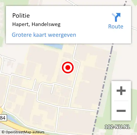 Locatie op kaart van de 112 melding: Politie Hapert, Handelsweg op 3 juni 2022 08:37