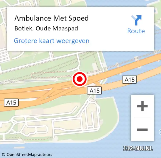 Locatie op kaart van de 112 melding: Ambulance Met Spoed Naar Botlek, Oude Maaspad op 3 juni 2022 08:38