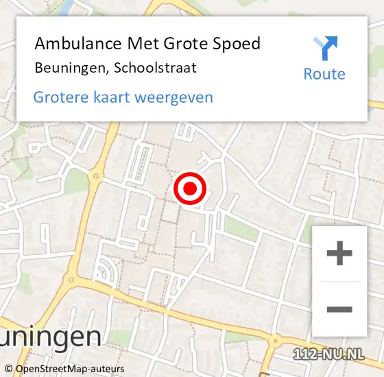 Locatie op kaart van de 112 melding: Ambulance Met Grote Spoed Naar Beuningen, Schoolstraat op 3 juni 2022 09:31