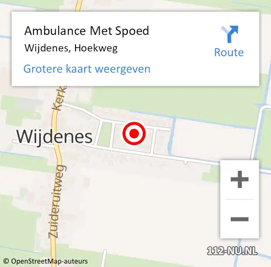 Locatie op kaart van de 112 melding: Ambulance Met Spoed Naar Wijdenes, Hoekweg op 3 juni 2022 09:32