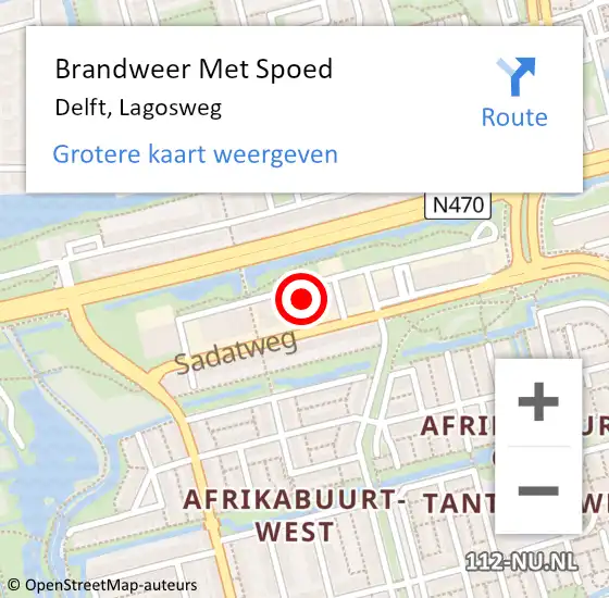 Locatie op kaart van de 112 melding: Brandweer Met Spoed Naar Delft, Lagosweg op 3 juni 2022 09:46