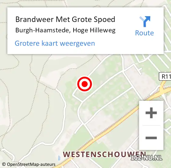 Locatie op kaart van de 112 melding: Brandweer Met Grote Spoed Naar Burgh-Haamstede, Hoge Hilleweg op 3 juni 2022 09:47