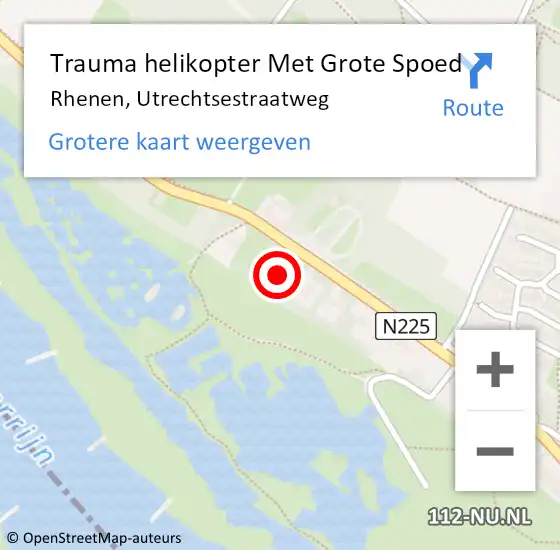 Locatie op kaart van de 112 melding: Trauma helikopter Met Grote Spoed Naar Rhenen, Utrechtsestraatweg op 3 juni 2022 10:09