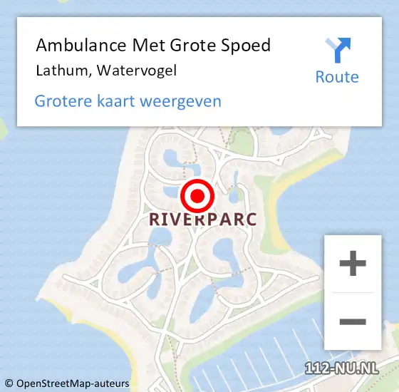 Locatie op kaart van de 112 melding: Ambulance Met Grote Spoed Naar Lathum, Watervogel op 3 juni 2022 10:10