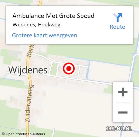 Locatie op kaart van de 112 melding: Ambulance Met Grote Spoed Naar Wijdenes, Hoekweg op 3 juni 2022 10:43