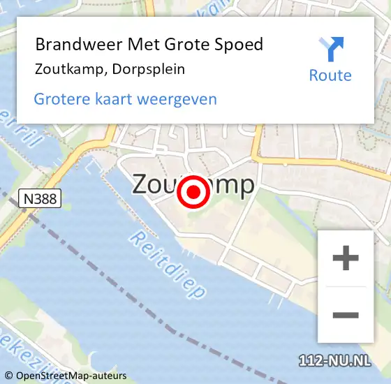 Locatie op kaart van de 112 melding: Brandweer Met Grote Spoed Naar Zoutkamp, Dorpsplein op 3 juni 2022 10:51