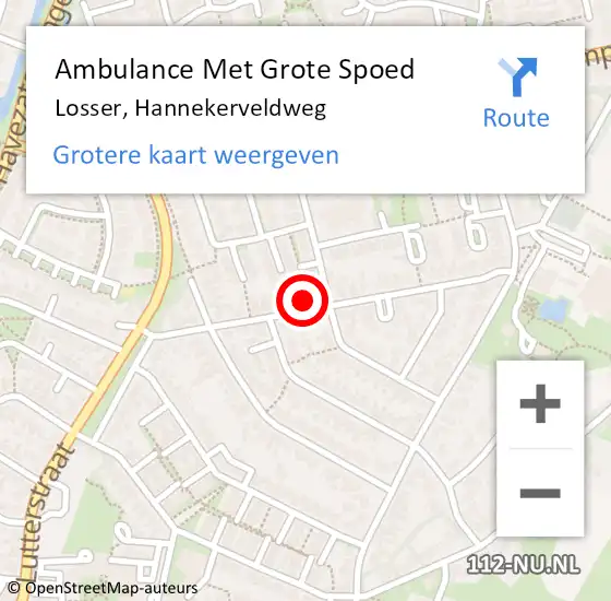 Locatie op kaart van de 112 melding: Ambulance Met Grote Spoed Naar Losser, Hannekerveldweg op 3 juni 2022 10:51