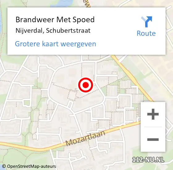 Locatie op kaart van de 112 melding: Brandweer Met Spoed Naar Nijverdal, Schubertstraat op 3 juni 2022 11:07