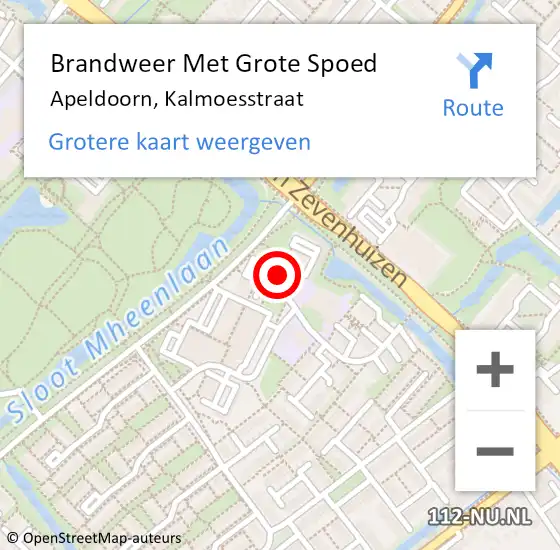 Locatie op kaart van de 112 melding: Brandweer Met Grote Spoed Naar Apeldoorn, Kalmoesstraat op 3 juni 2022 11:14