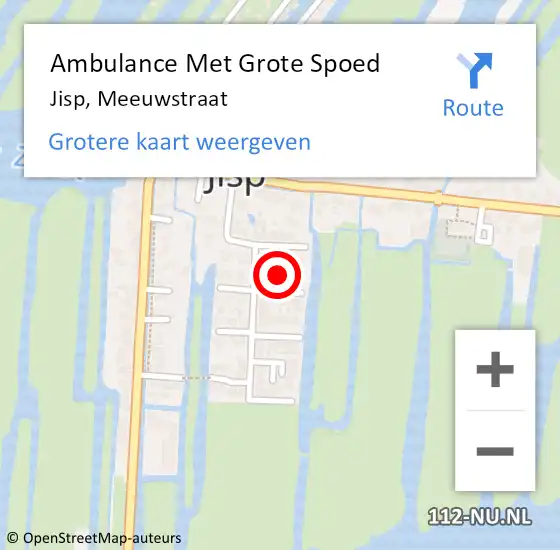 Locatie op kaart van de 112 melding: Ambulance Met Grote Spoed Naar Jisp, Meeuwstraat op 3 juni 2022 11:15
