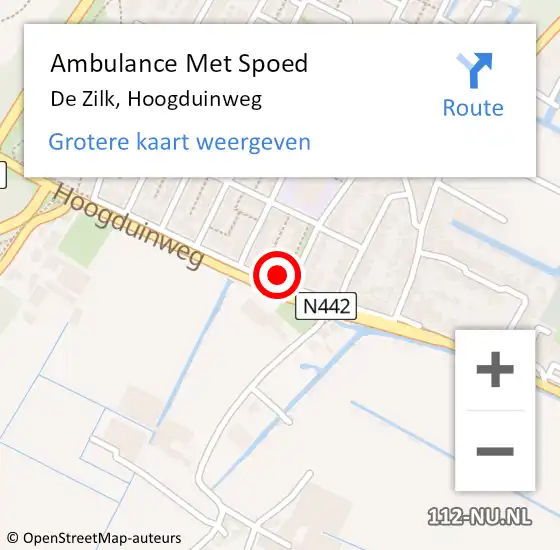 Locatie op kaart van de 112 melding: Ambulance Met Spoed Naar De Zilk, Hoogduinweg op 3 juni 2022 11:45