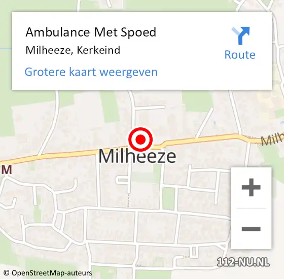 Locatie op kaart van de 112 melding: Ambulance Met Spoed Naar Milheeze, Kerkeind op 19 juli 2014 03:59