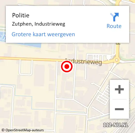 Locatie op kaart van de 112 melding: Politie Zutphen, Industrieweg op 3 juni 2022 12:13