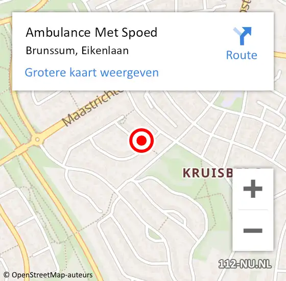 Locatie op kaart van de 112 melding: Ambulance Met Spoed Naar Brunssum, Eikenlaan op 19 juli 2014 04:07