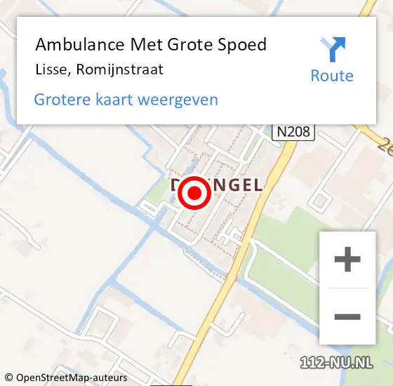 Locatie op kaart van de 112 melding: Ambulance Met Grote Spoed Naar Lisse, Romijnstraat op 3 juni 2022 12:38