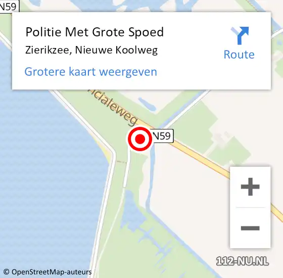 Locatie op kaart van de 112 melding: Politie Met Grote Spoed Naar Zierikzee, Nieuwe Koolweg op 3 juni 2022 12:53