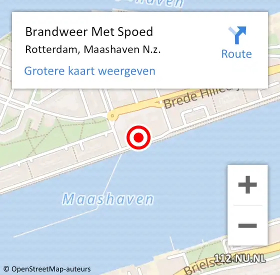 Locatie op kaart van de 112 melding: Brandweer Met Spoed Naar Rotterdam, Maashaven N.z. op 3 juni 2022 12:59