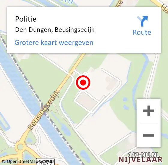 Locatie op kaart van de 112 melding: Politie Den Dungen, Beusingsedijk op 3 juni 2022 13:10