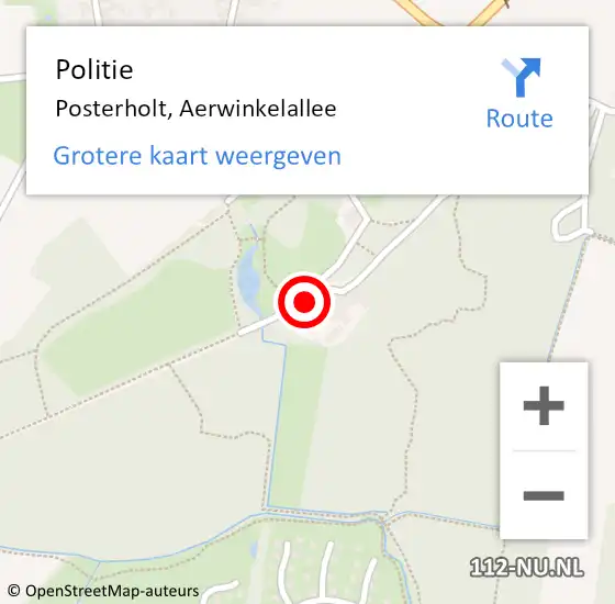 Locatie op kaart van de 112 melding: Politie Posterholt, Aerwinkelallee op 3 juni 2022 13:25