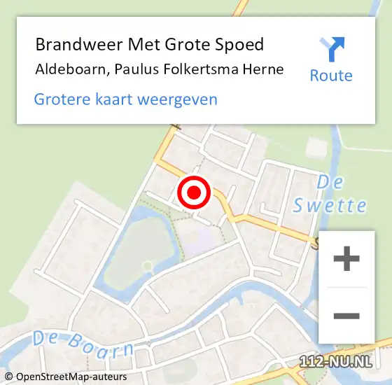 Locatie op kaart van de 112 melding: Brandweer Met Grote Spoed Naar Aldeboarn, Paulus Folkertsma Herne op 3 juni 2022 13:35