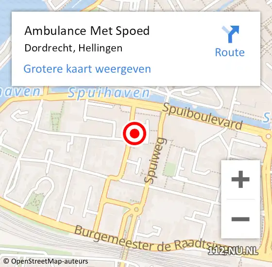 Locatie op kaart van de 112 melding: Ambulance Met Spoed Naar Dordrecht, Hellingen op 3 juni 2022 13:36