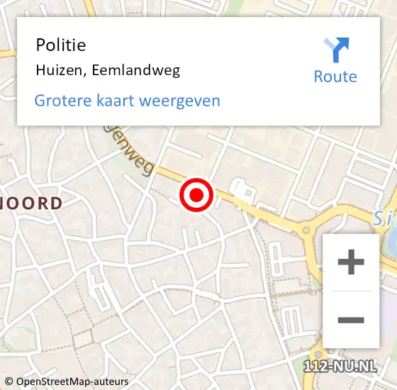 Locatie op kaart van de 112 melding: Politie Huizen, Eemlandweg op 3 juni 2022 13:55