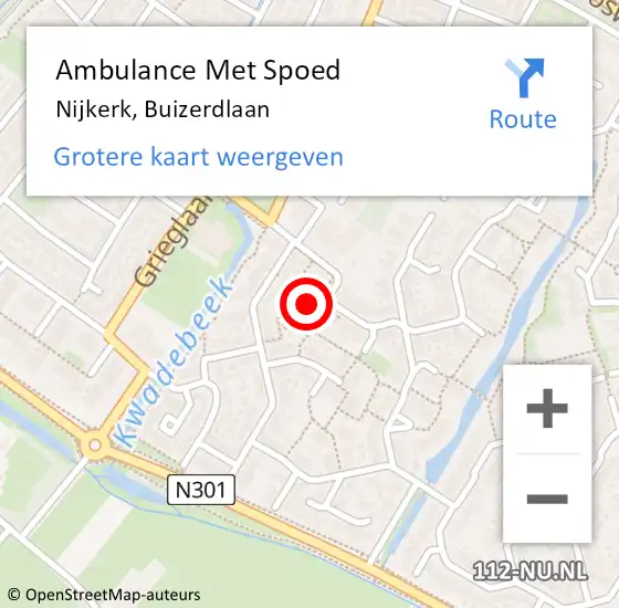 Locatie op kaart van de 112 melding: Ambulance Met Spoed Naar Nijkerk, Buizerdlaan op 3 juni 2022 14:02